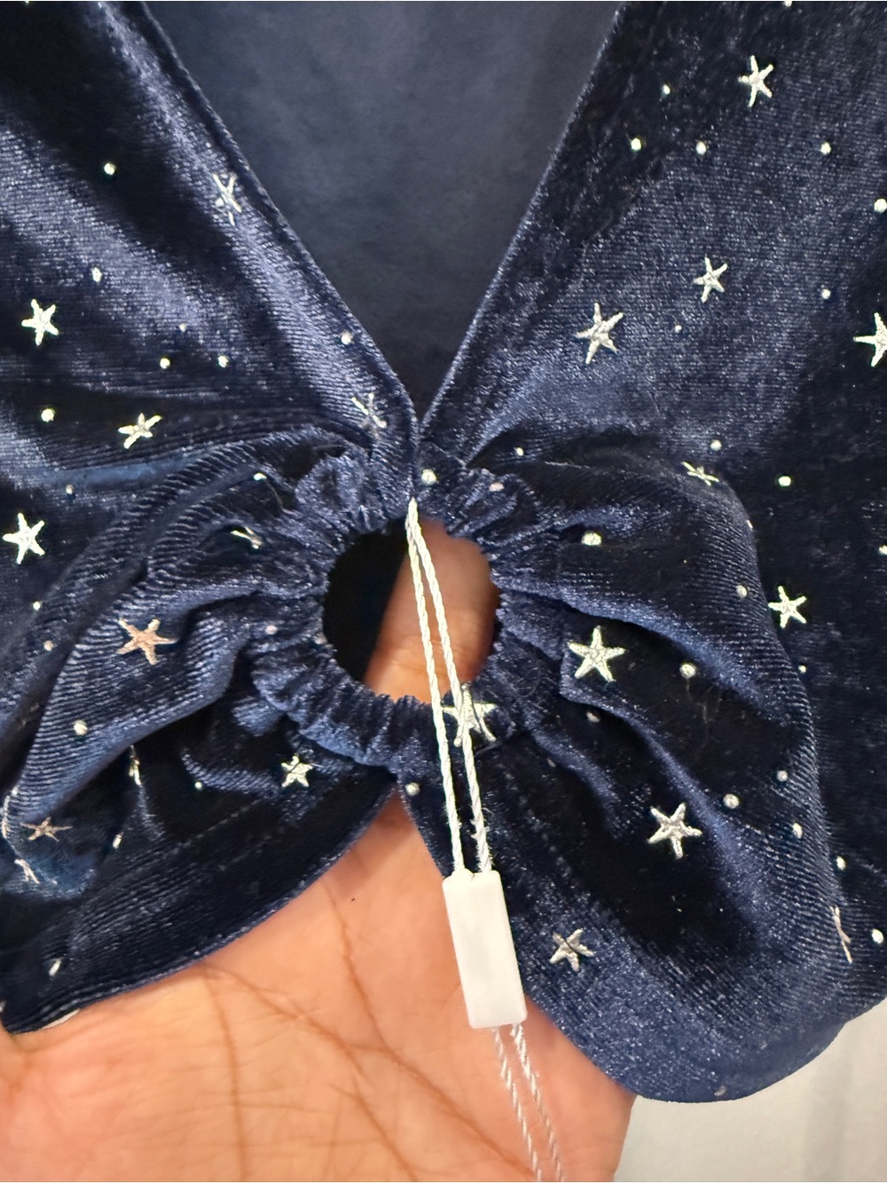 Women‘s Sparkly Festival Rave Outfits Sexy Crop Top Velvet Star Print Medium - Picture 7 of 9